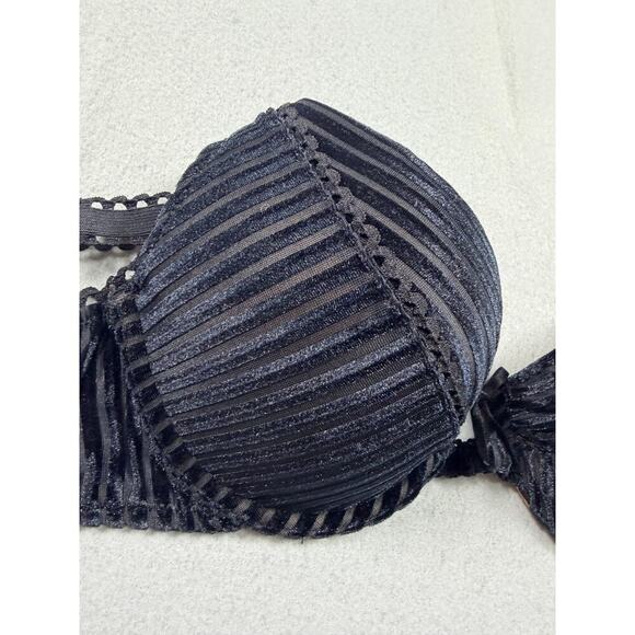 Adore Me Evie Push Up Plunge Bra Black Velvet Size 36B NEW Unworn - Picture 2 of 5